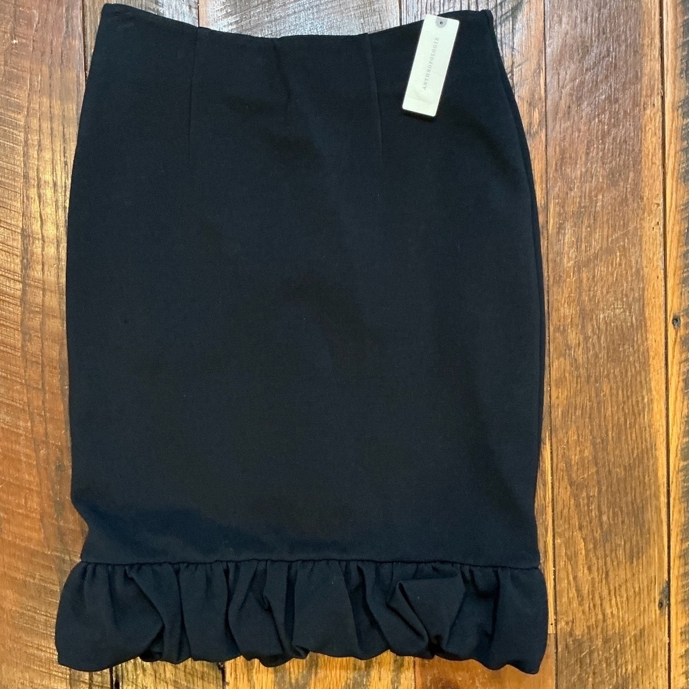 Maeve by Anthropologie Ruffled Pencil Skirt Black Size 4 NWT